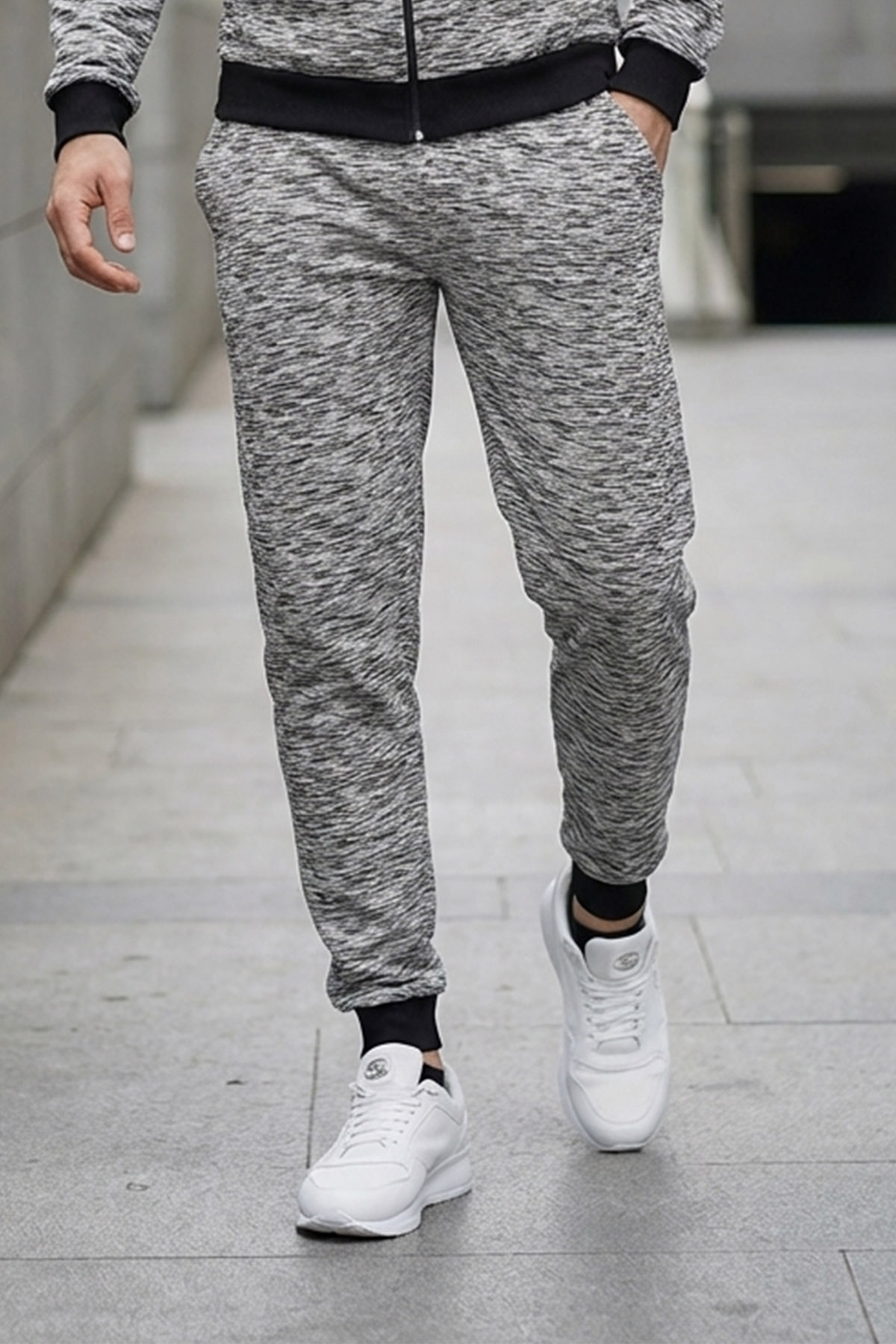 Gri Kırçıl Desenli Manşetli Eşofman Altı detay görseli – Aynı gün kargo ve ücretsiz iade | Wingetstar