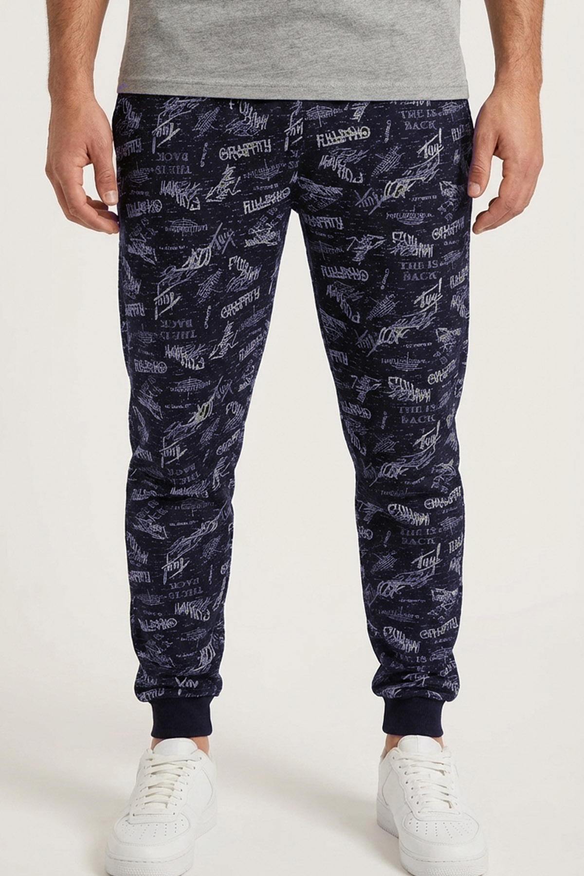 Lacivert Grafiti Manşetli Eşofman Altı detay görseli – Aynı gün kargo ve ücretsiz iade | Wingetstar