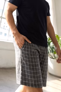 Antrasit Kareli Klasik Pamuklu Şort detay görseli – Aynı gün kargo ve ücretsiz iade | Wingetstar