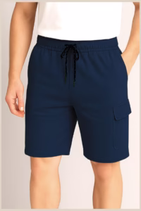 Lacivert Kargo Cepli Pamuklu Şort