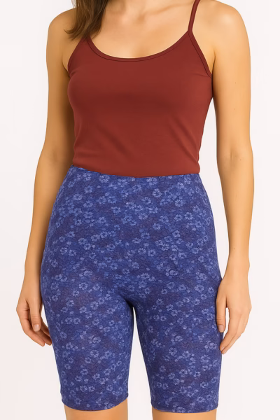 Saks Çiçekli Kadın Tayt Şort