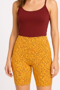 Hardal-Sarı Çiçekli Kadın Tayt Şort detay görseli – Aynı gün kargo ve ücretsiz iade | Wingetstar