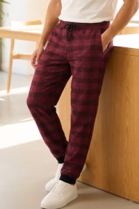 Bordo Ekose Desenli Manşetli Eşofman Altı detay görseli – Aynı gün kargo ve ücretsiz iade | Wingetstar