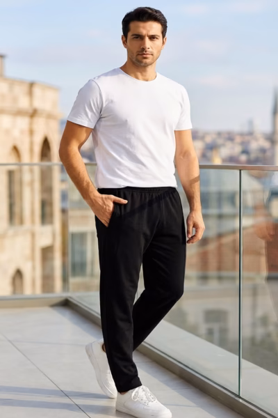 Siyah Düz Paça Eşofman Altı detay görseli – Aynı gün kargo ve ücretsiz iade | Wingetstar