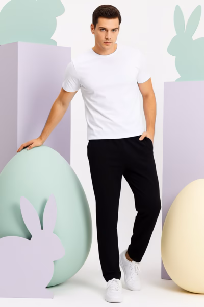 Siyah Düz Paça Eşofman Altı detay görseli – Aynı gün kargo ve ücretsiz iade | Wingetstar