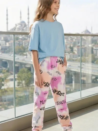 İki İplik Baskılı Krem Cepsiz Pijama günlük rahat kalıp kombin önerileri | Wingetstar